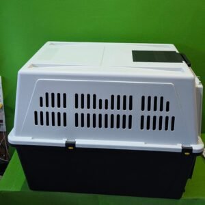 66M - Ferplast Transportín para Perros de Talla Grande Atlas 70 Professional, Comedero y Accesorios incluidos, Puerta de Acero plastificado, Rejillas de ventilación, 68,5 x 101 x h 75,5 cm Gris