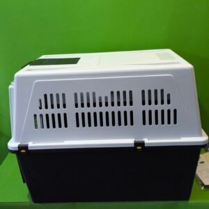 66M - Ferplast Transportín para Perros de Talla Grande Atlas 70 Professional, Comedero y Accesorios incluidos, Puerta de Acero plastificado, Rejillas de ventilación, 68,5 x 101 x h 75,5 cm Gris