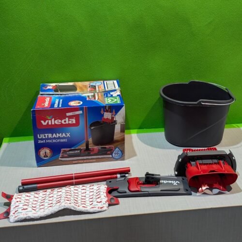 438J - Vileda Ultramax  Mopa de microfibras para Fregar y Cubo con escurridor