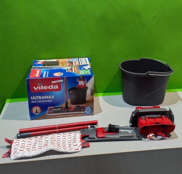 438J - Vileda Ultramax  Mopa de microfibras para Fregar y Cubo con escurridor