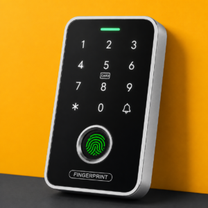 Control de acceso biométrico con huella, teclado y tarjeta RFID 12V