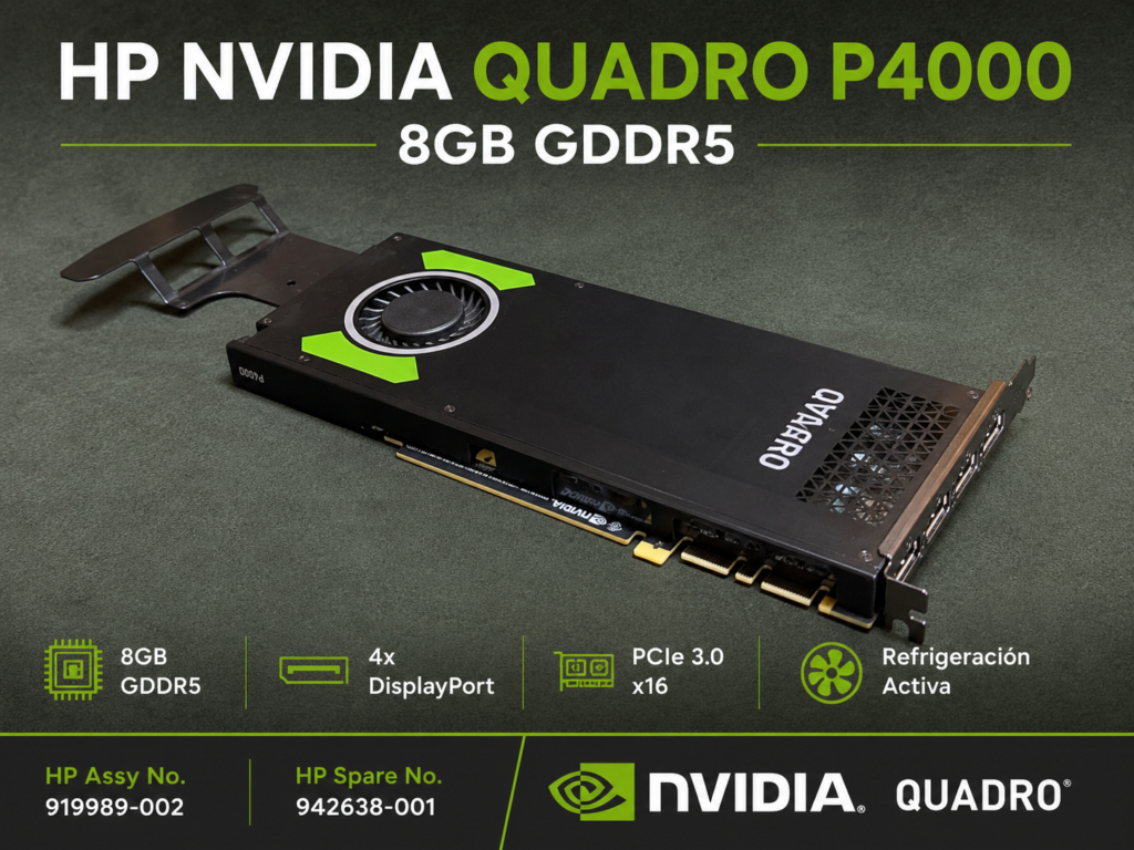 730L - Tarjeta gráfica HP NVIDIA Quadro P4000 8GB GDDR5 PCIe 4x DisplayPort