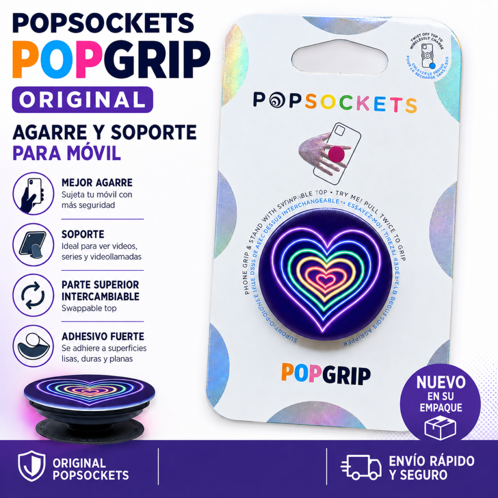 785i - PopSockets PopGrip original con corazones neón