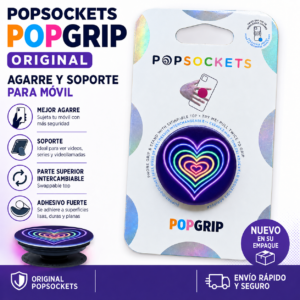 PopSockets PopGrip original con corazones neón