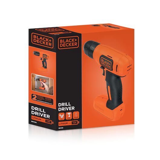 BLACK+DECKER BDCD8-QW - Taladro atornillador sin cable 7.2V con batería de litio, Negro/ Naranja