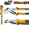 Alicates ajustables Ingco 250mm CrV con mango ergonómico.